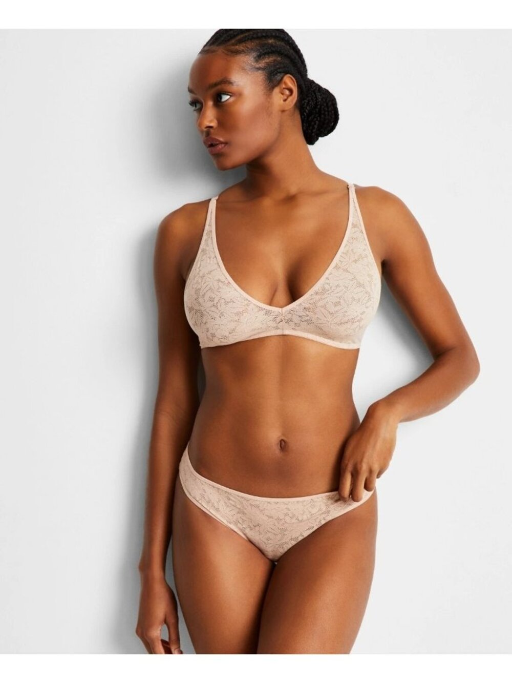 NWT State of Day Women's Mesh Lace Bralette Nude Blush LARGE New with Tags